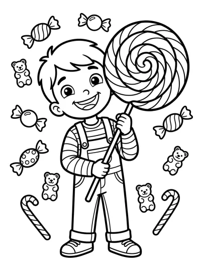 Desenho de Niño con Piruleta para colorir