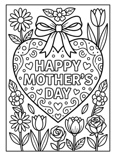 Desenho de Corazón con Flores para colorir