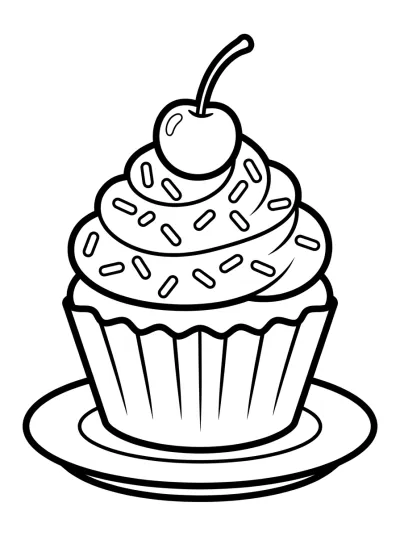 Desenho de Cupcake con Cereza para colorir