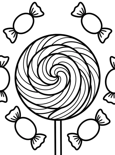 Desenho de Piruleta y Caramelos para colorir
