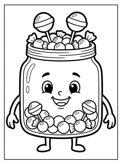 Desenho de Frasco de Caramelos para colorir
