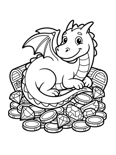 Desenho de Dragon sur le Trésor para colorir