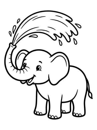 Desenho de Elefante Feliz para colorir