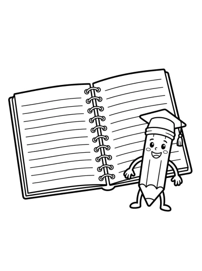 Desenho de Cuaderno y Lápiz para colorir