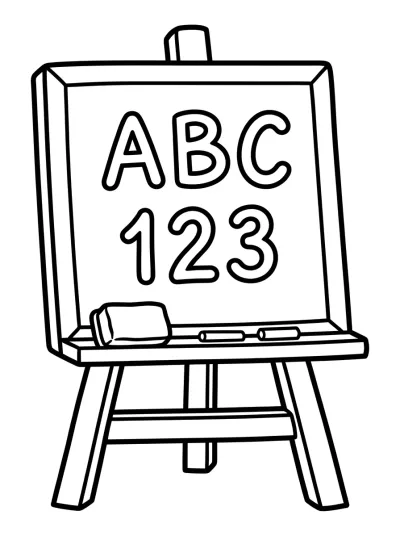 Desenho de Pizarra con ABC para colorir