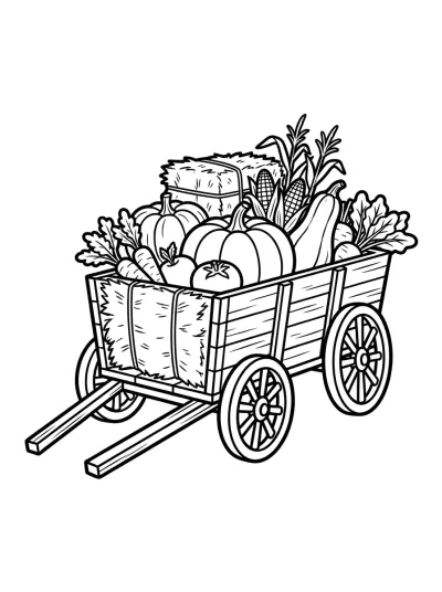 Desenho de Carreta de Heno para colorir