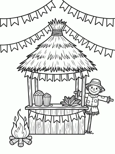 Desenho de Puesto de Fiesta de San Juan para colorir
