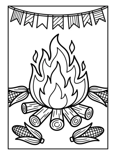 Desenho de Fogata de Fiesta para colorir