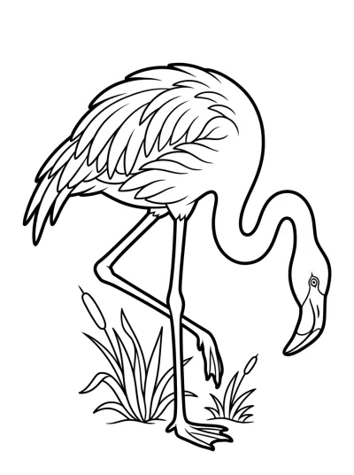 Desenho de Flamingo numa Perna Só para colorir