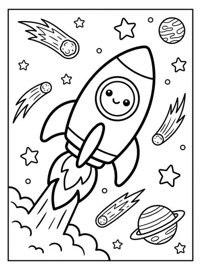Desenho de Cohete Despegando para colorir