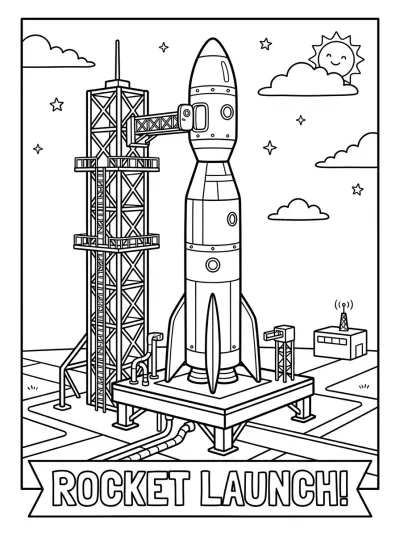 Desenho de Cohete en la Plataforma para colorir