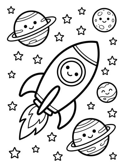 Desenho de Cohete en el Espacio para colorir