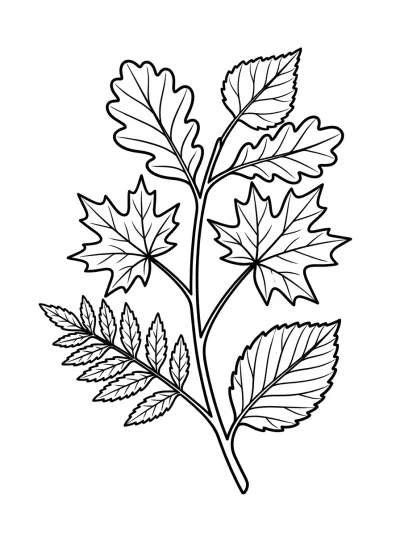 Desenho de Rama con Hojas para colorir