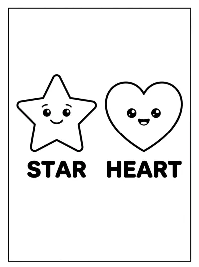 Desenho de Estrella y Corazón para colorir