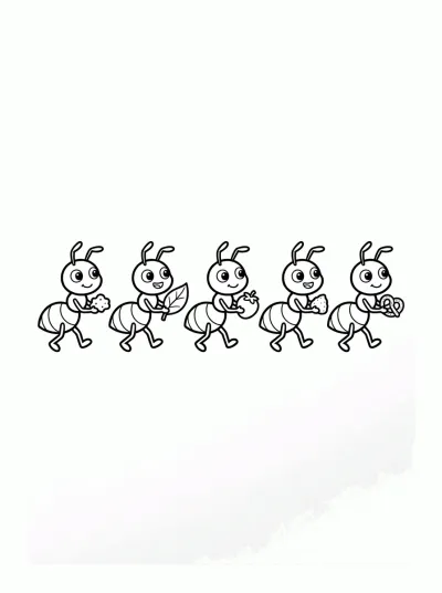 Desenho de Fila de Hormigas para colorir