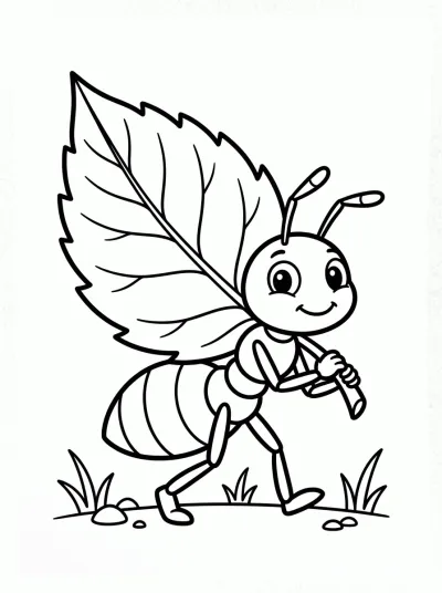 Desenho de Hormiga con Hoja para colorir