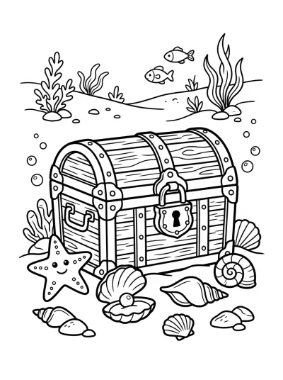 Desenho de Cofre del Tesoro en el Mar para colorir