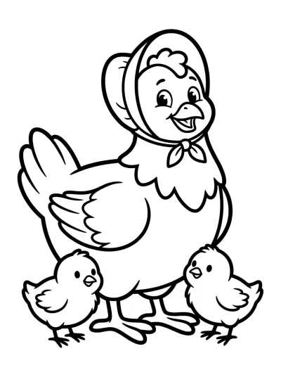 Desenho de Galinha com Pintinhos para colorir