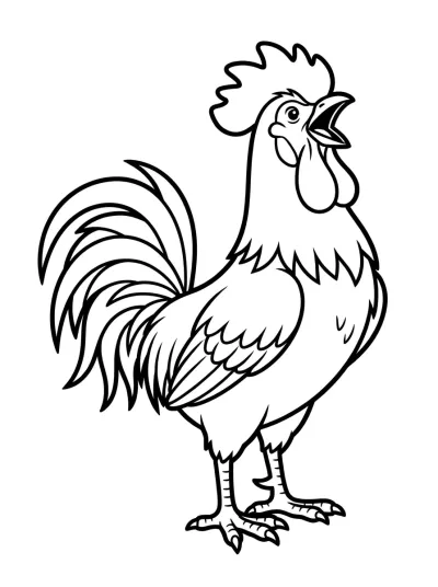 Desenho de Galo Cantando para colorir