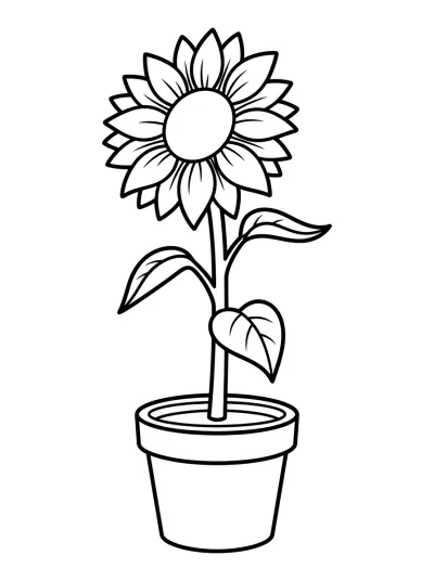 Desenho de Girassol no Vaso para colorir