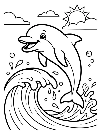 Desenho de Golfinho Saltando para colorir