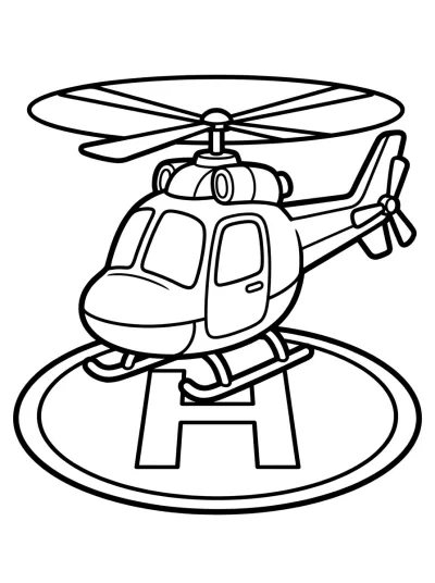 Desenho de Helicóptero en la Base para colorir