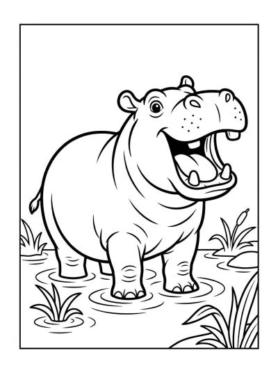 Desenho de Hipopótamo en el Agua para colorir