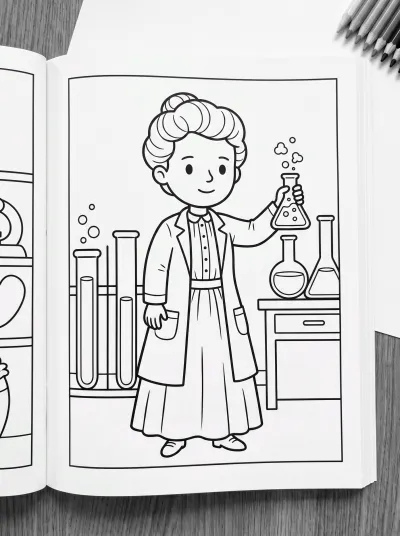 Desenho de Marie Curie para colorir