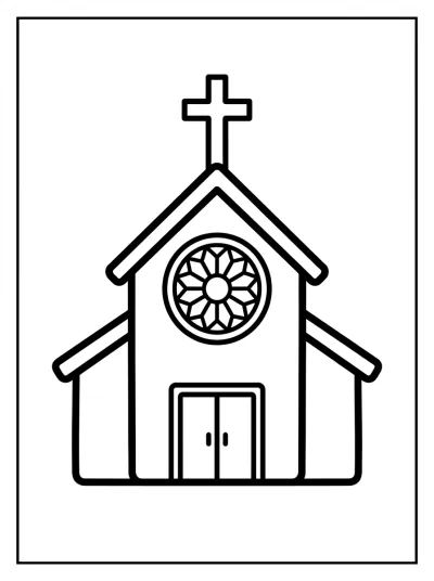 Desenho de Iglesia con Vitral para colorir