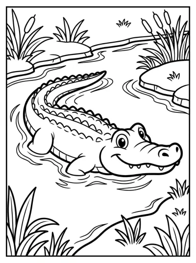 Desenho de Caimán en el Río para colorir