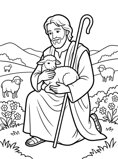 Desenho de El Buen Pastor para colorir