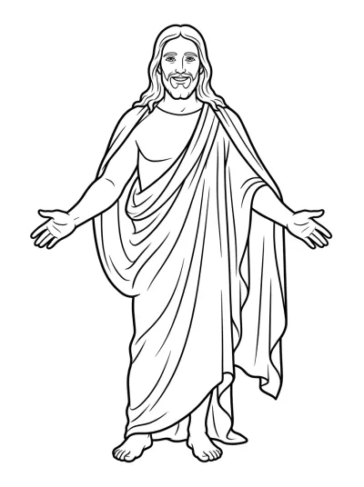 Desenho de Jesús con los Brazos Abiertos para colorir
