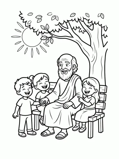 Desenho de Jesús y los Niños para colorir
