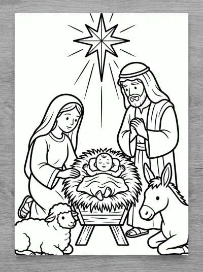 Desenho de Jesús en el Pesebre para colorir