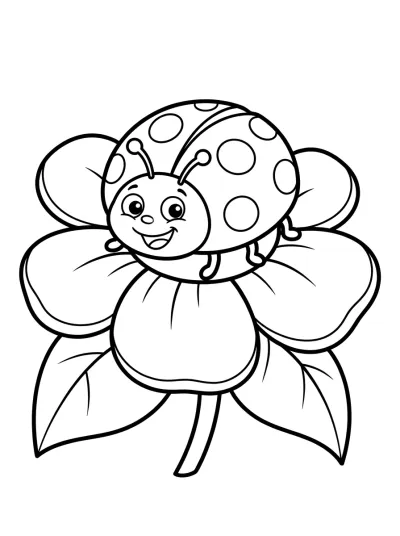 Desenho de Mariquita en la Flor para colorir