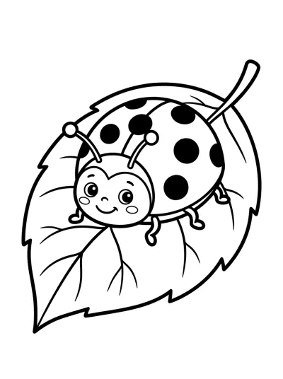 Desenho de Mariquita en la Hoja para colorir