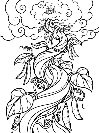 Desenho de Pé de Feijão Gigante para colorir