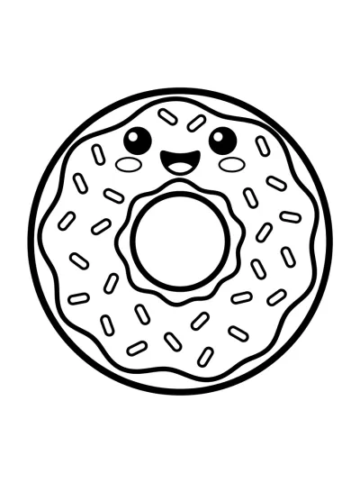 Desenho de Donut Kawaii para colorir