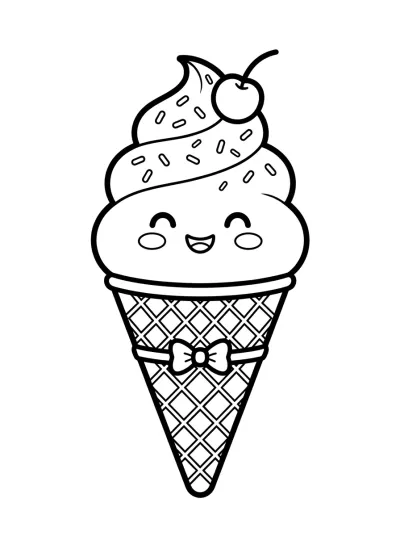 Desenho de Sorvete Kawaii para colorir