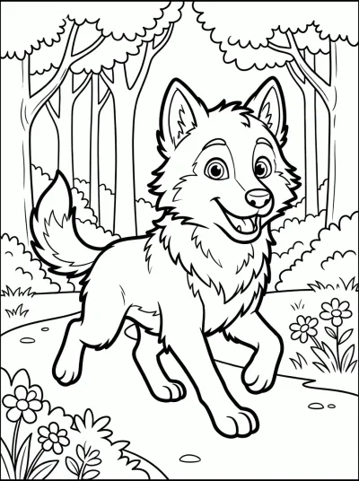 Desenho de Lobo Corriendo para colorir