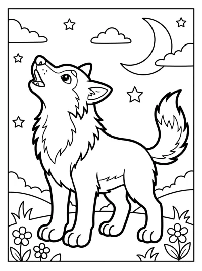 Desenho de Lobo Aullando para colorir