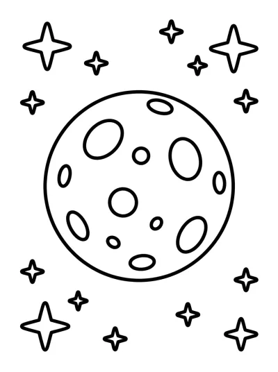 Desenho de Full Moon with Stars para colorir