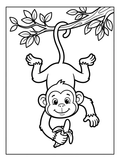 Desenho de Macaco com Banana para colorir