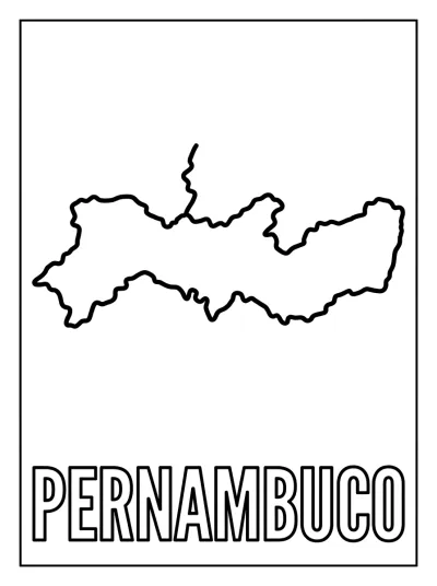 Desenho de Mapa de Pernambuco para colorir