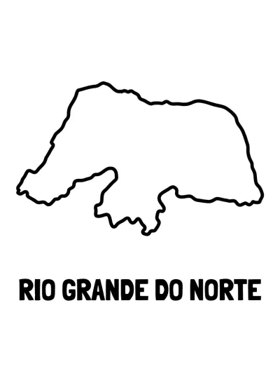 Desenho de Mapa do Rio Grande do Norte para colorir