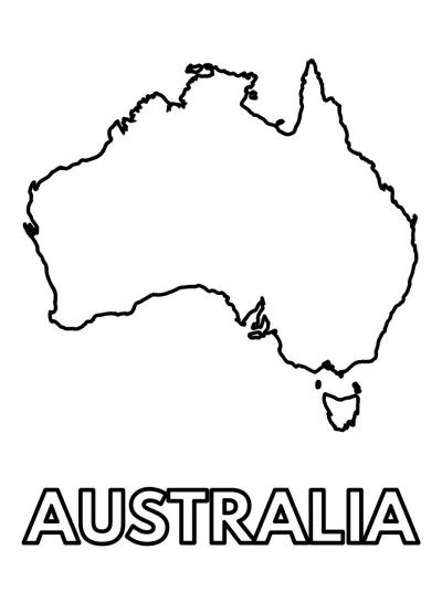 Desenho de Mapa da Austrália para colorir