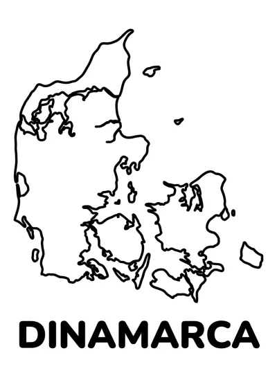 Desenho de Mapa de Dinamarca para colorir