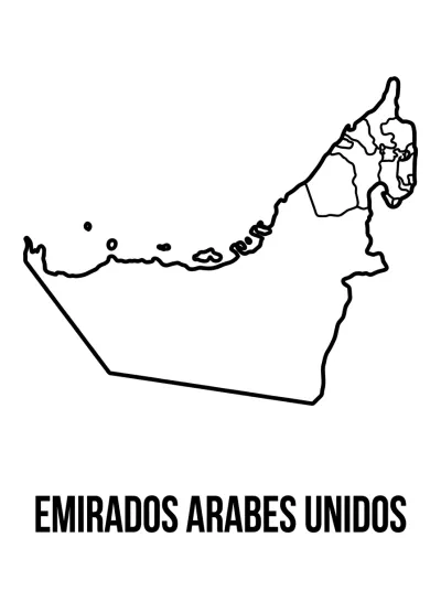 Desenho de Mapa de Emiratos Árabes Unidos para colorir