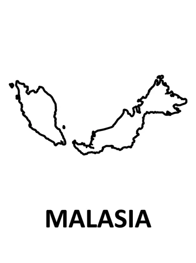 Desenho de Mapa de Malasia para colorir