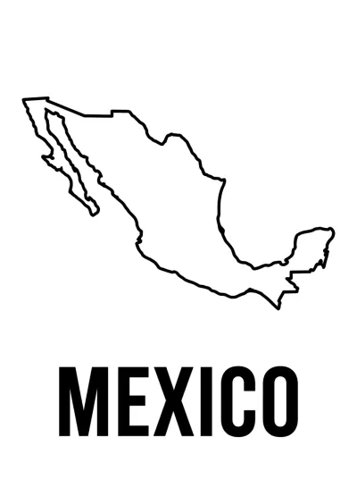 Desenho de Mapa do México para colorir